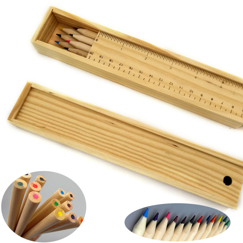 12-Piece Colored Pencils With Wooden Case 1