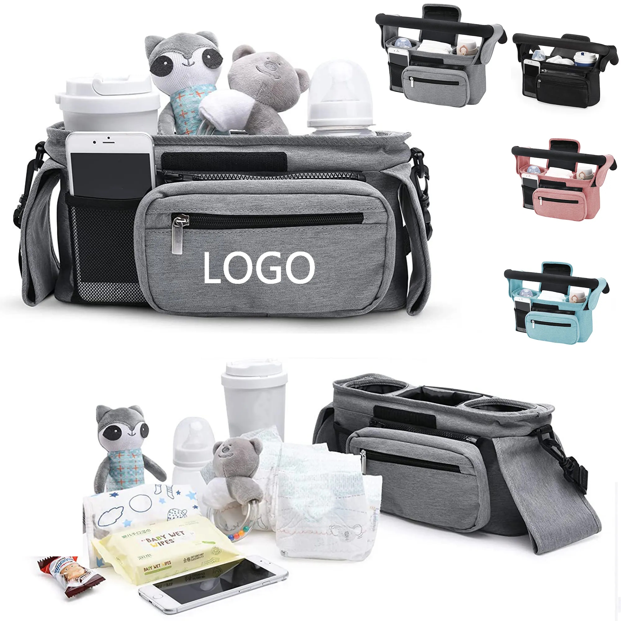 Stroller Organizer Bag with Insulated Cup Holder 6