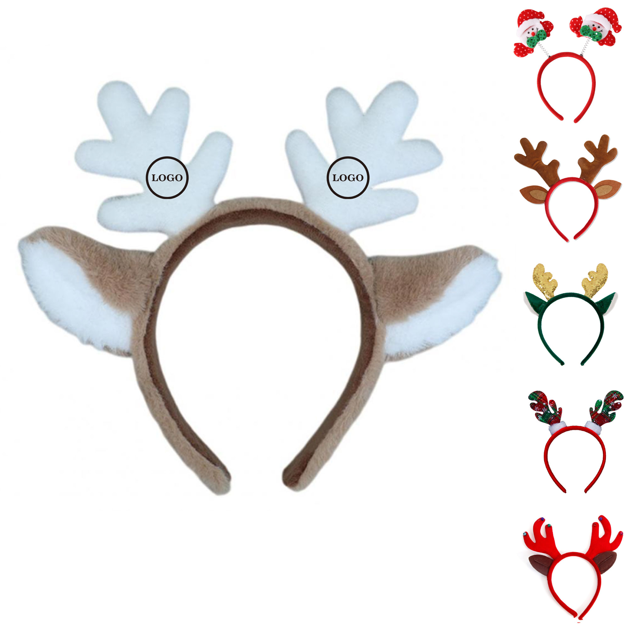 Plush Reindeer Antler Headband for Festive Fun 2