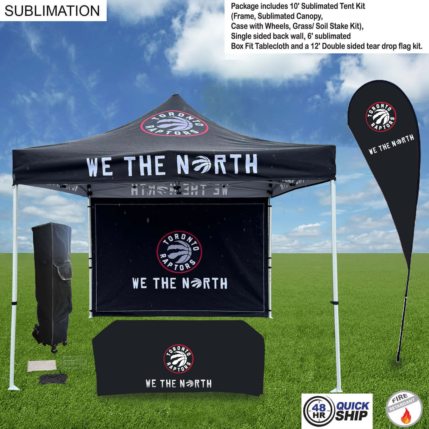 48Hr Quick Ship- Deluxe Tent Flag Package, 10' Tent kit, Backwall, Tablecloth, Double sided Flag Kit 3