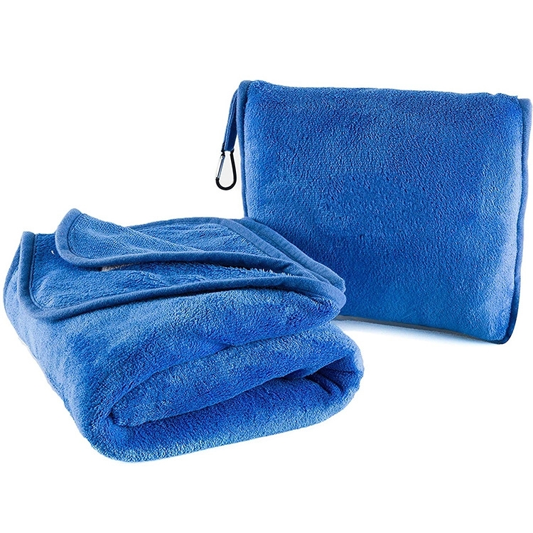 2 In 1 Fleece Travel Blanket W/ Stuffable Pillowcase 5