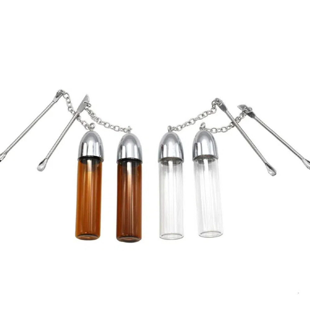 Glass Pill Box Funnel Portable Storage Bottle 2