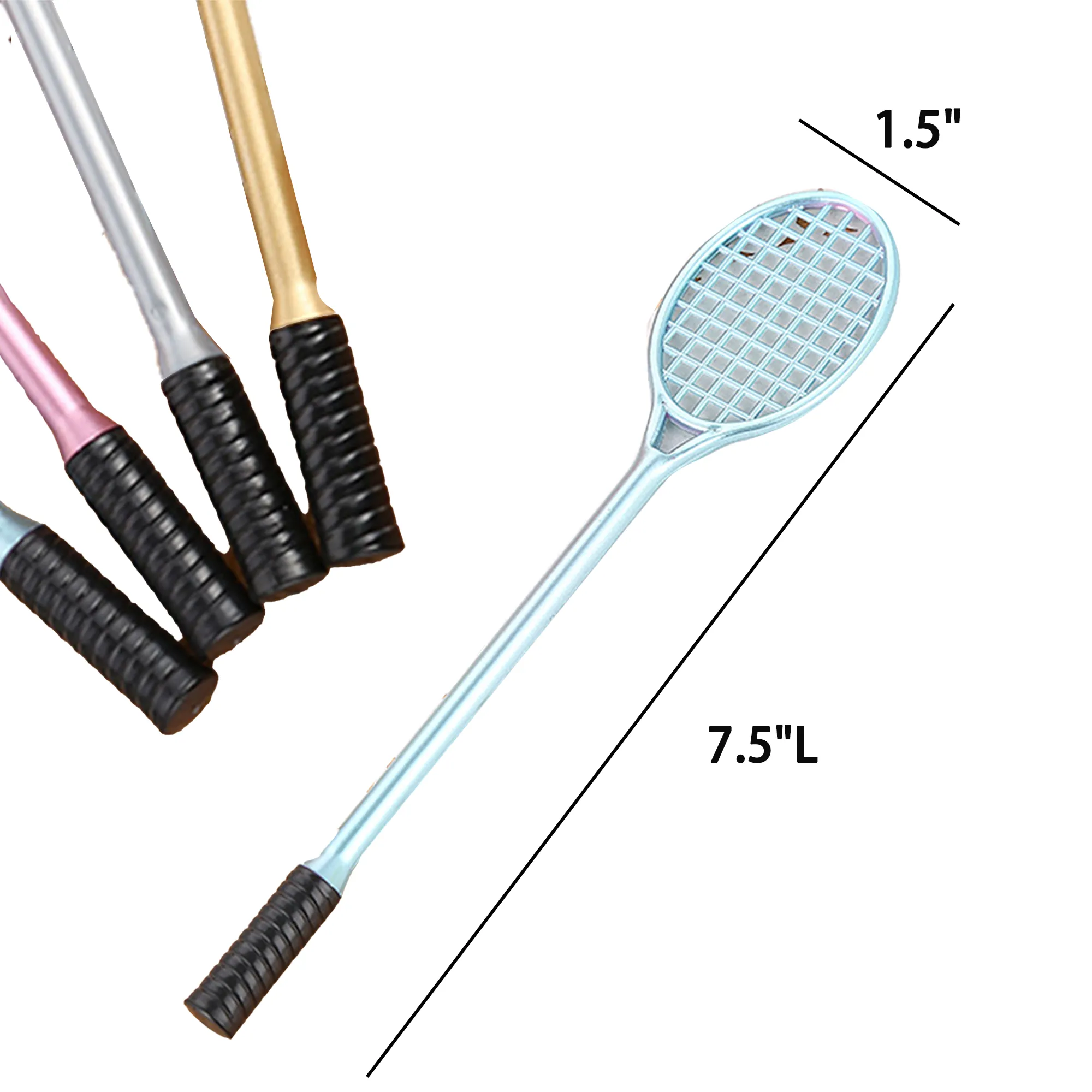 MOQ 30 Badminton Racket Shaped Black Pen Sports Theme 3