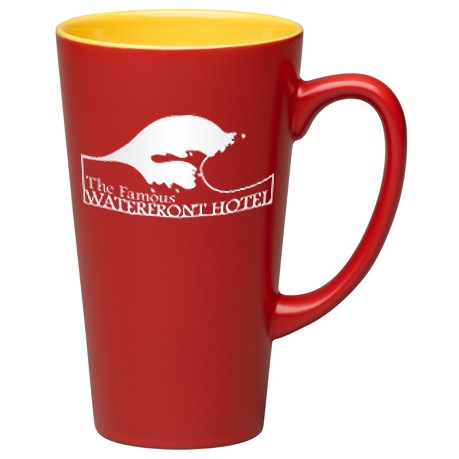 Ceramic Yellow in/Matte Red out Tall Latte 16 oz