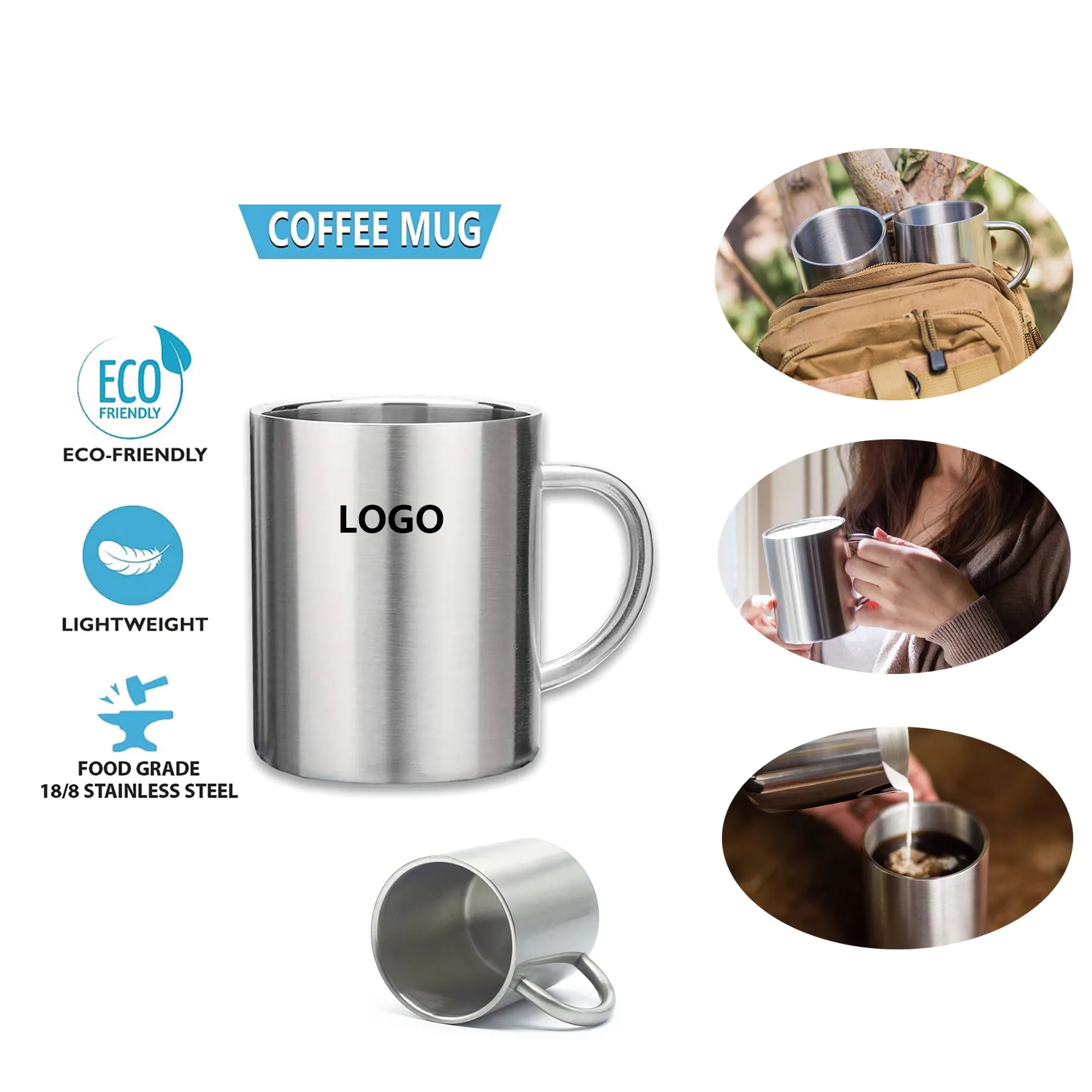 11oz Stainless Steel Coffee Mug with Handle 1