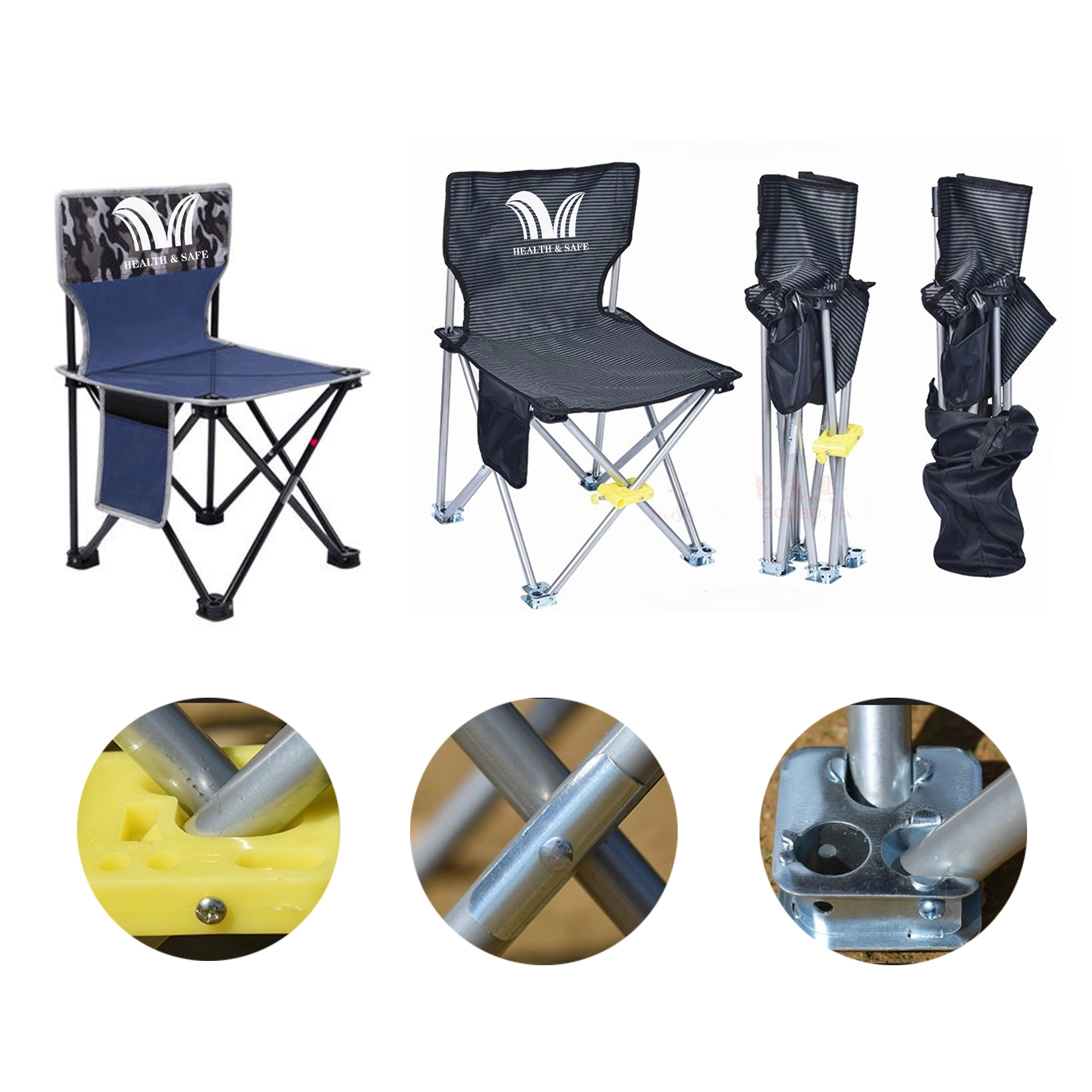 Folding Camping Chairs Portable Outdoor with Carry Bag 6