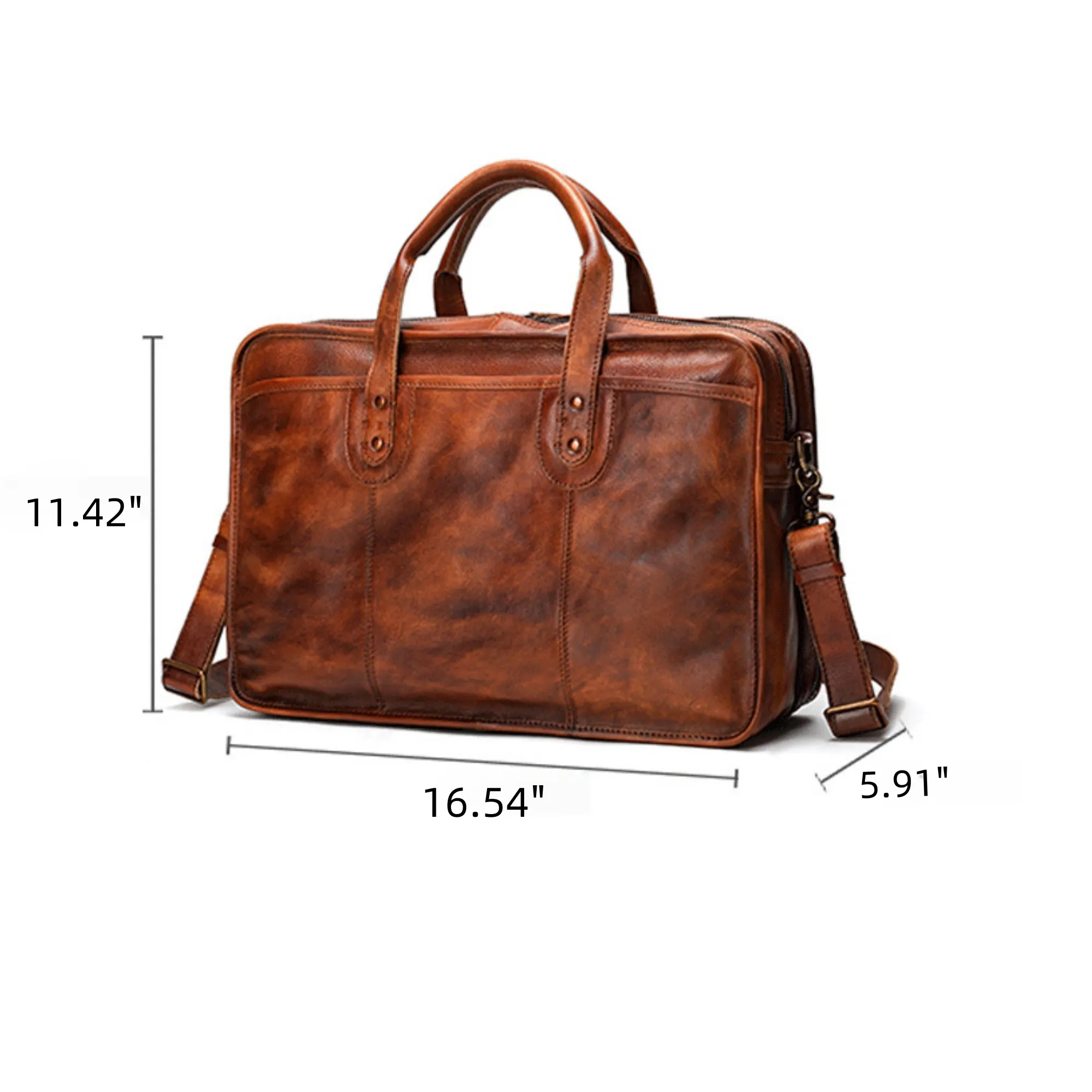 Vintage Business Handbag - Top-Grain Pure Leather 5