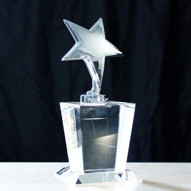 Silver plated trophy W/ Crystal Base 1