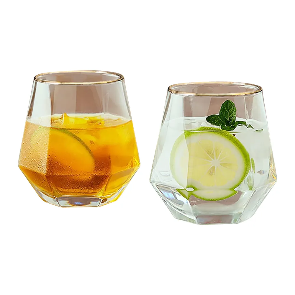 10.5oz. Gold Rimmed Diamond Wine Glass 1