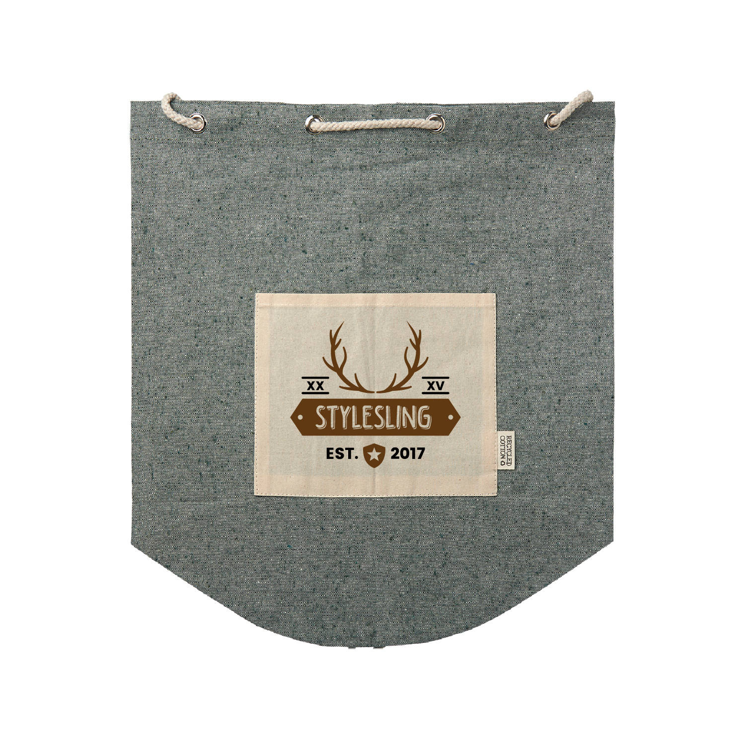 Recycled Cotton Drawstring Backpack (2 Color Imprint) 3