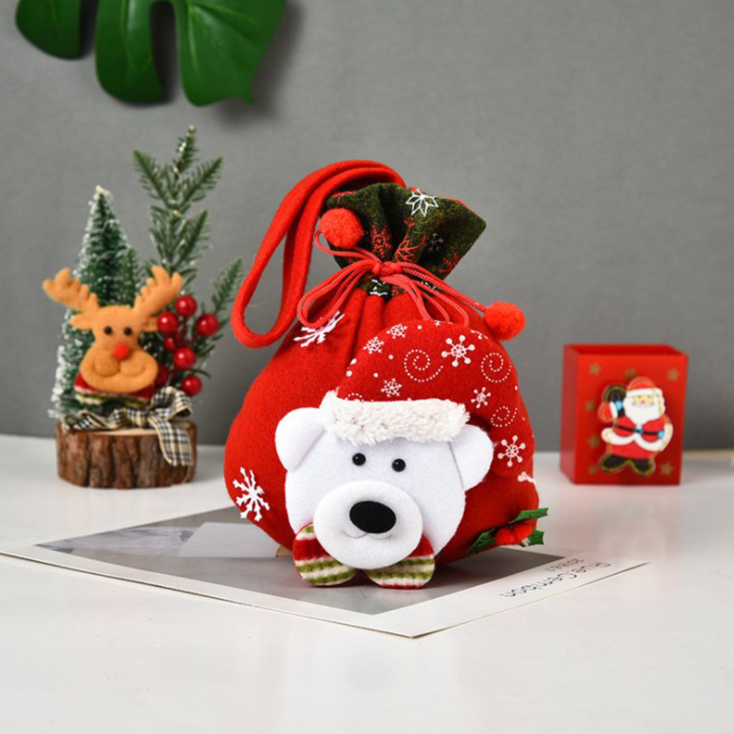 3D Designs Flannel Decoration Christmas Drawstring Gift Bags 12