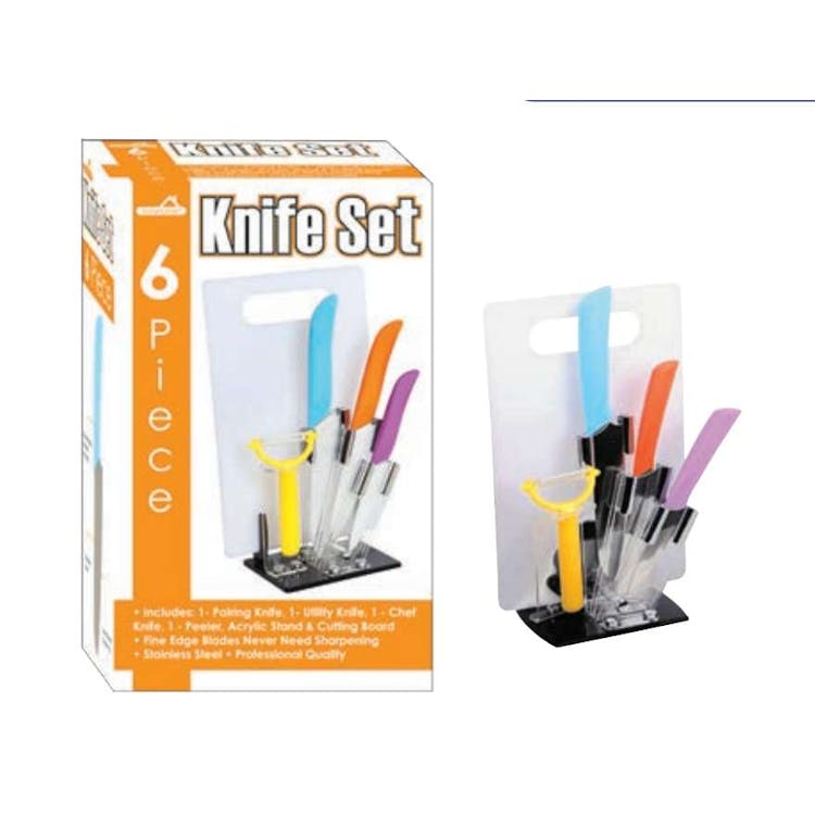 6-Piece Knife Sets with Cutting Board and Stand 2