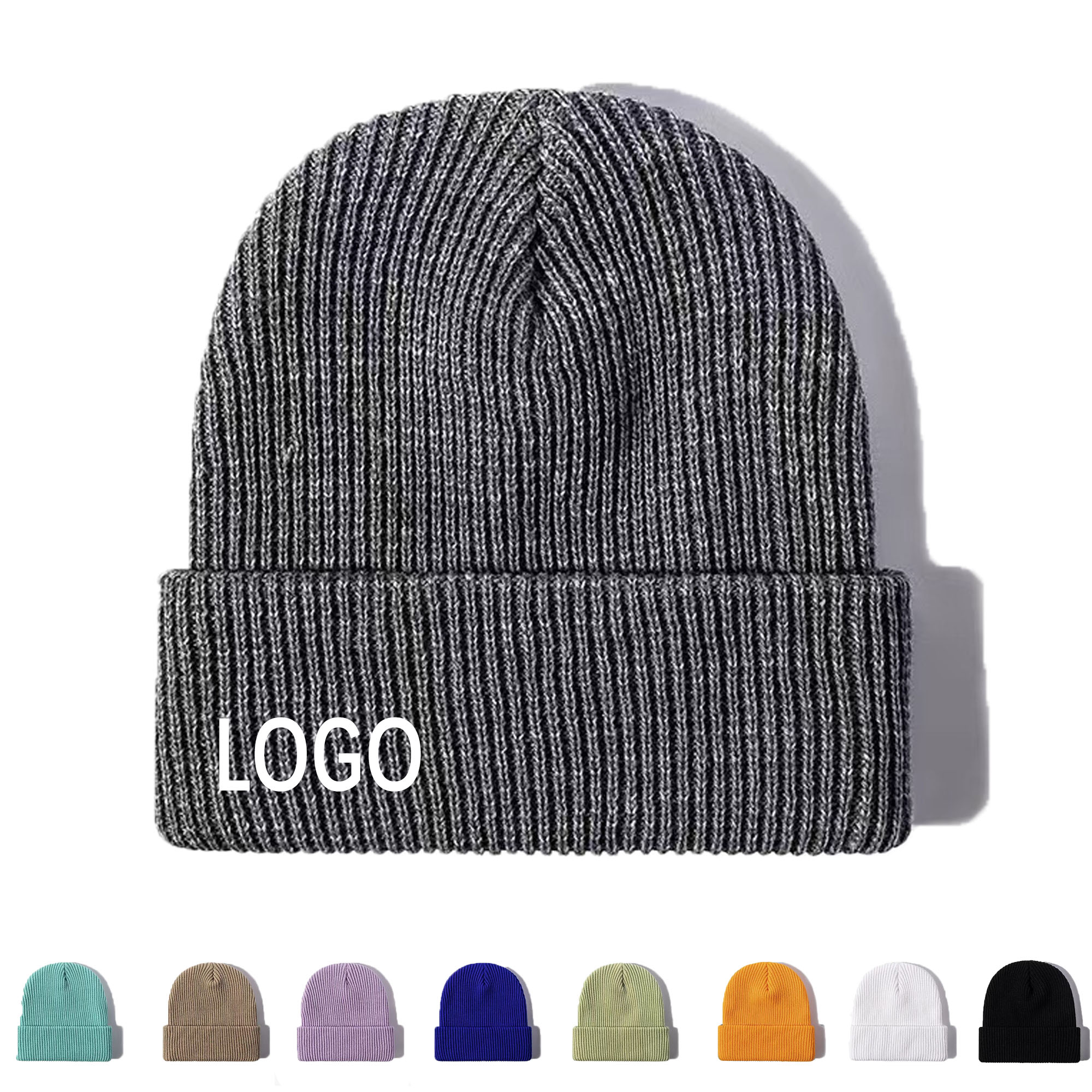 MOQ10 Embroidered Knitted Hat Acrylic Warm Beanie 2