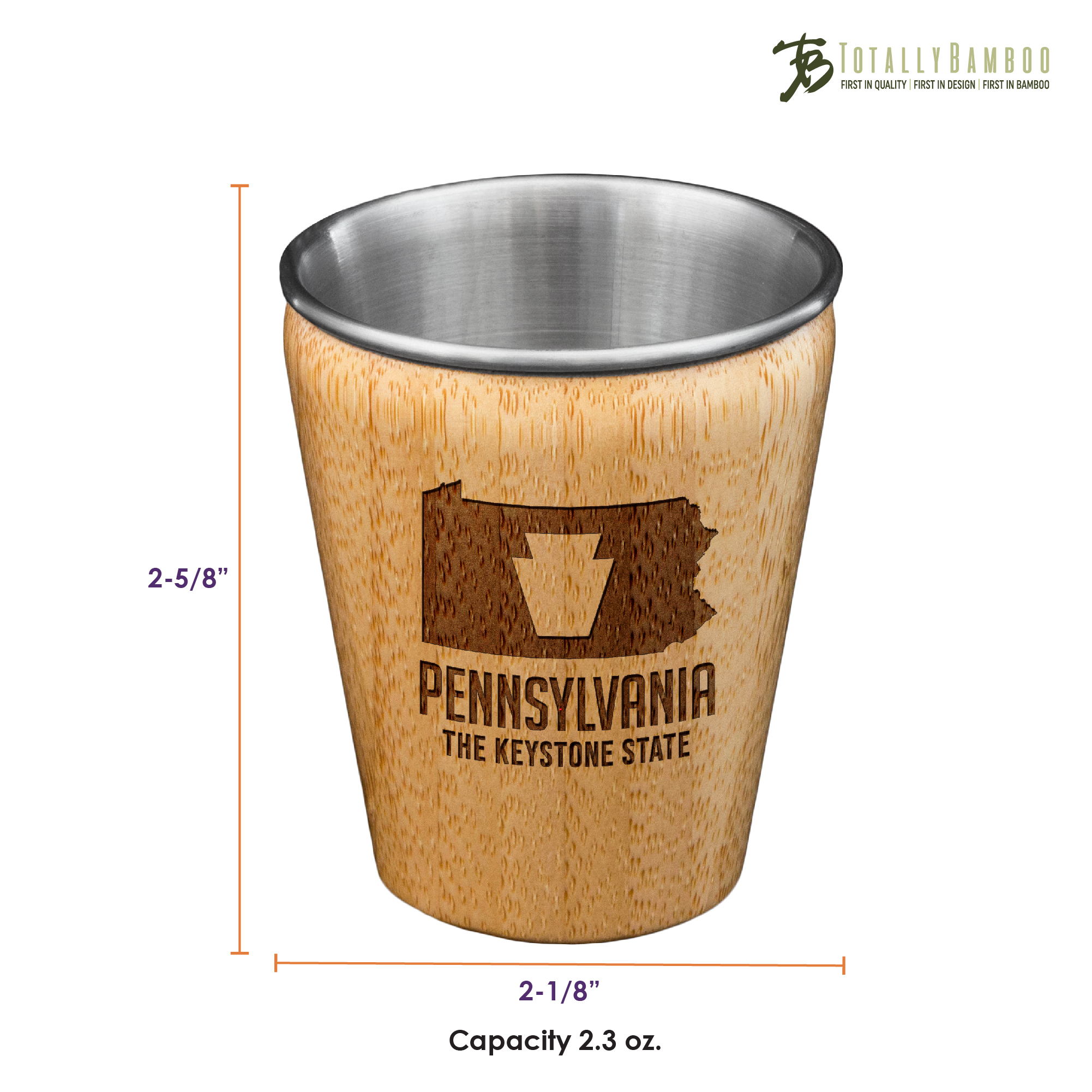 Pennsylvania State Bamboo and Stainless Steel Shot Glass 1