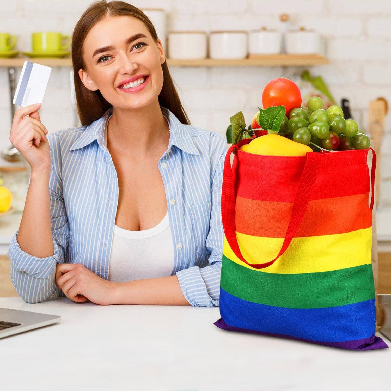 Rainbow Canvas Tote Bag 2