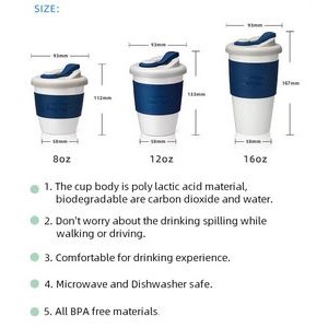 100% Biodegradable Polylactic Acid Travel Coffee Cup 4