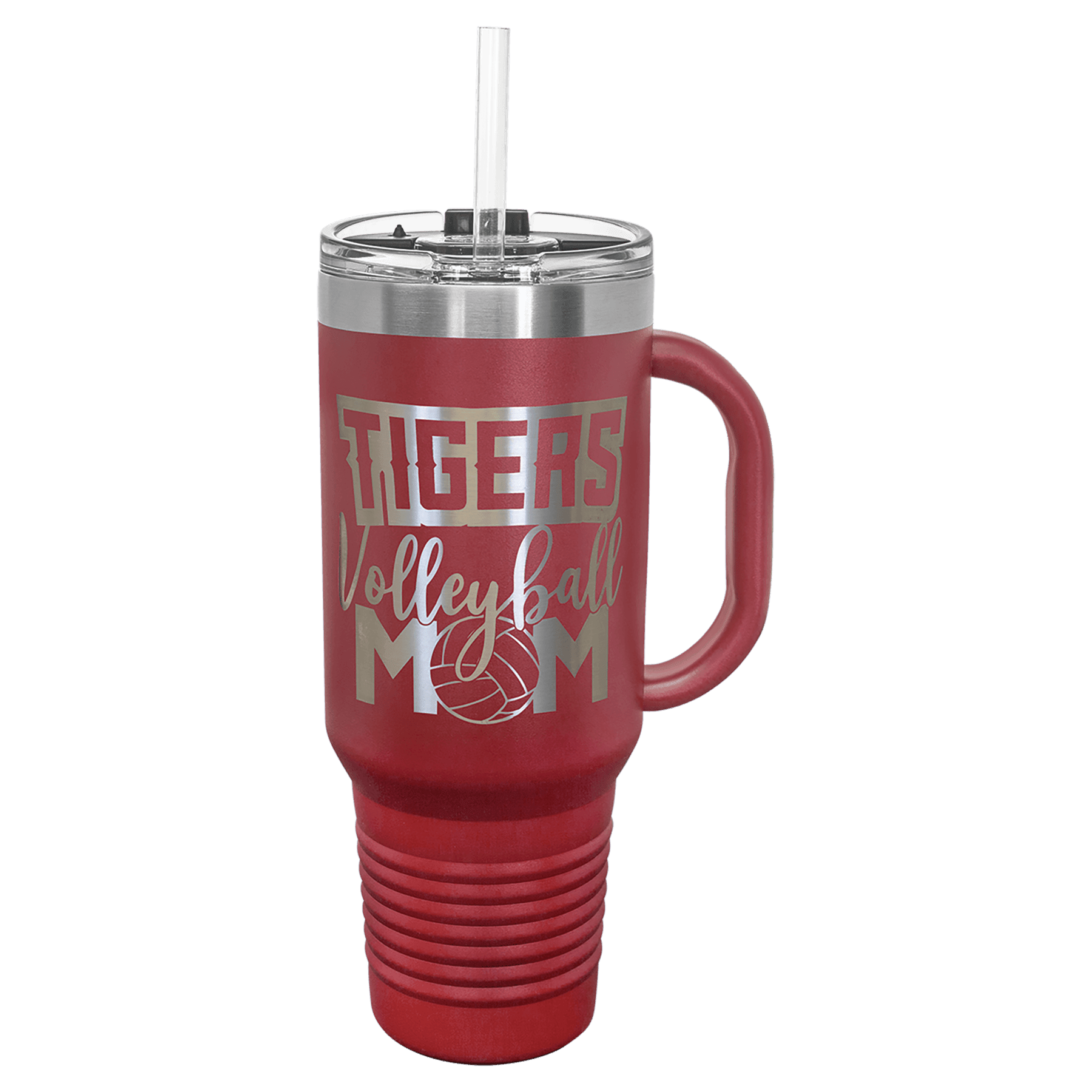 Polar Camel 40 oz. Maroon Travel Mug with Handle, Straw Included 1
