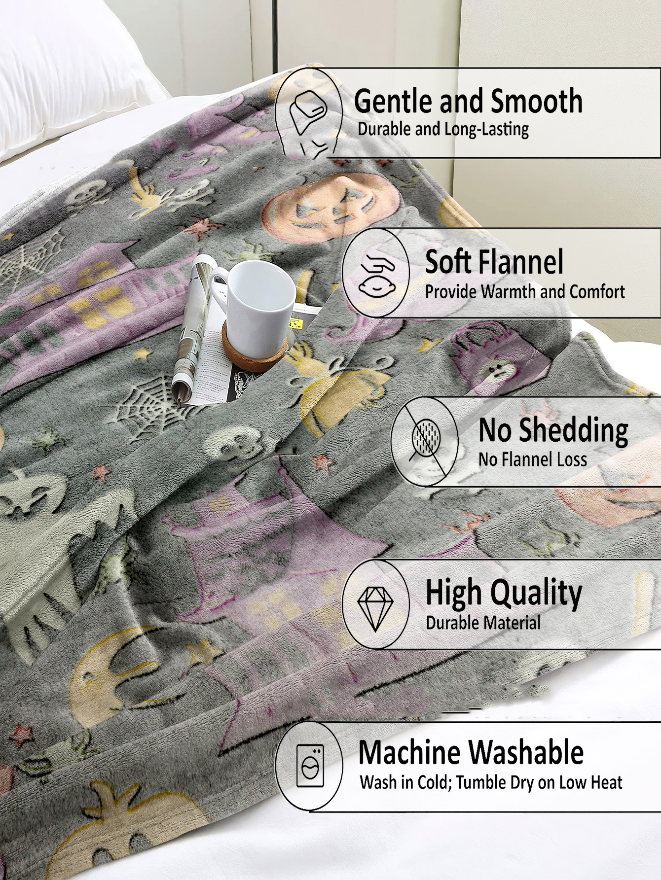 Flannel Luminous Moon And Star Blanket 2