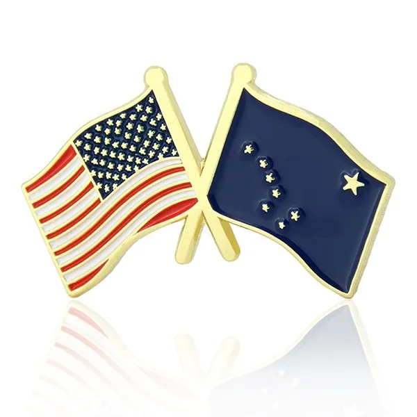 Stock Crossed Flag Pin (USA & USA) 18