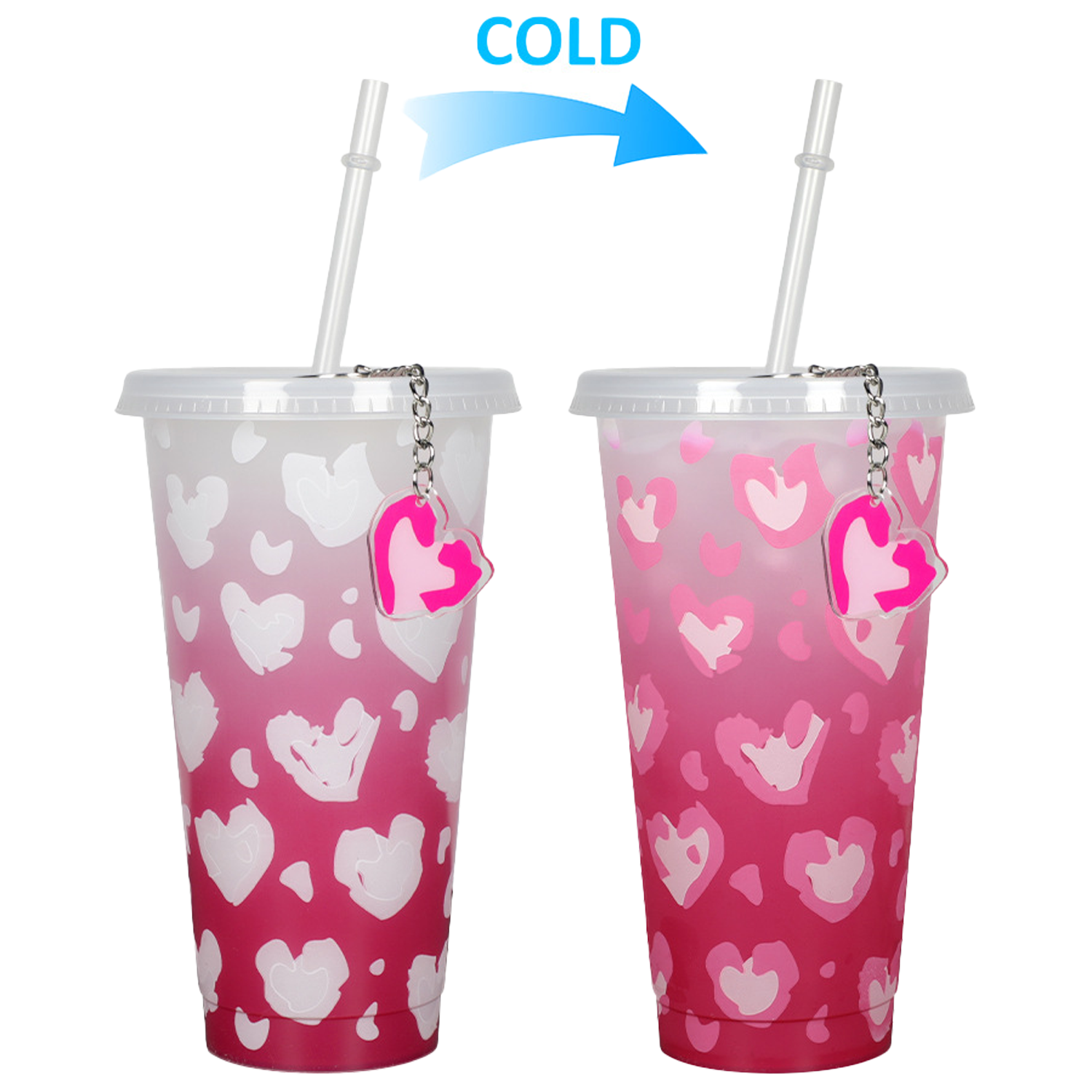 24oz Heart Shaped Color Changing Plastic Cup 7
