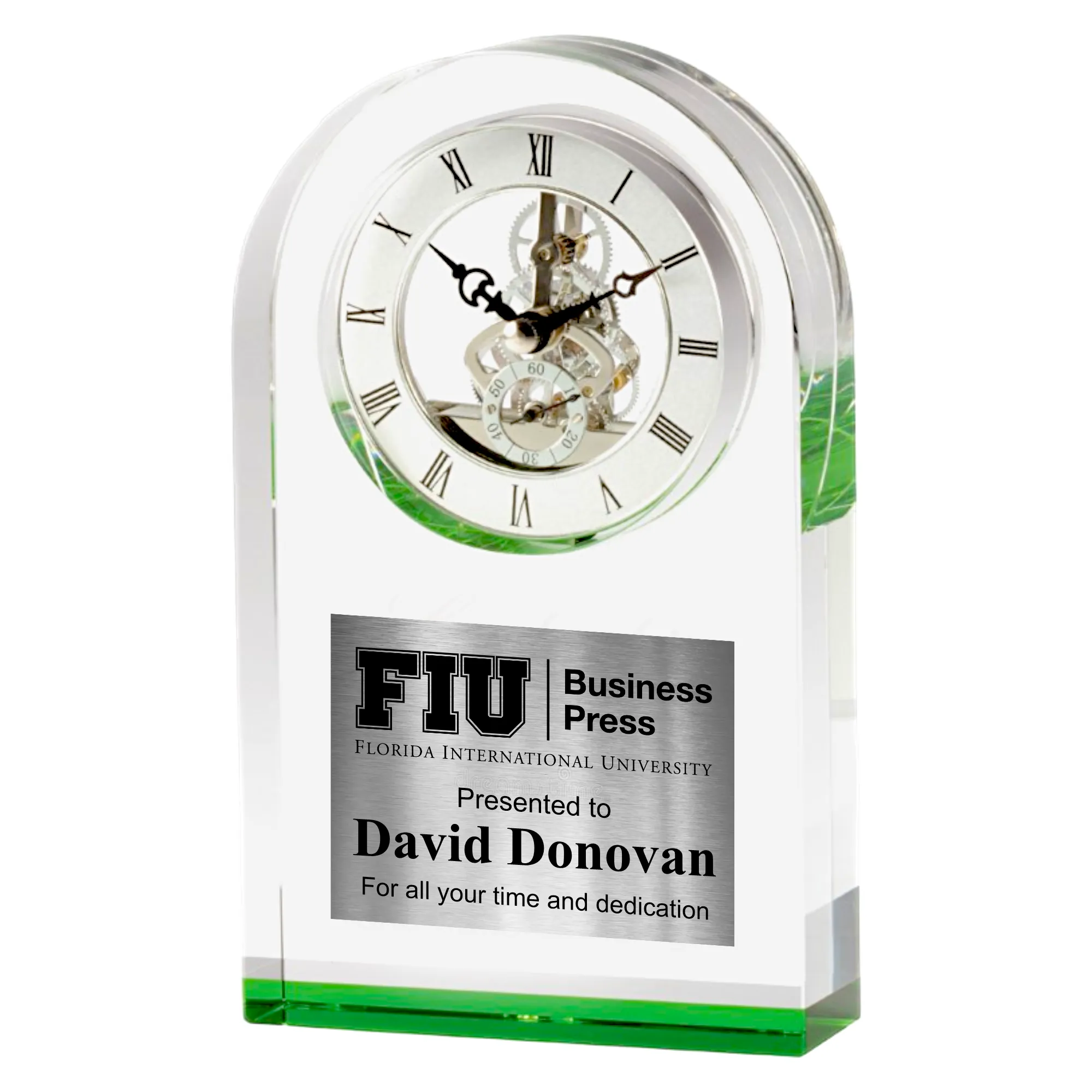 9" Elegant Green Crystal Desk Clock Award 5