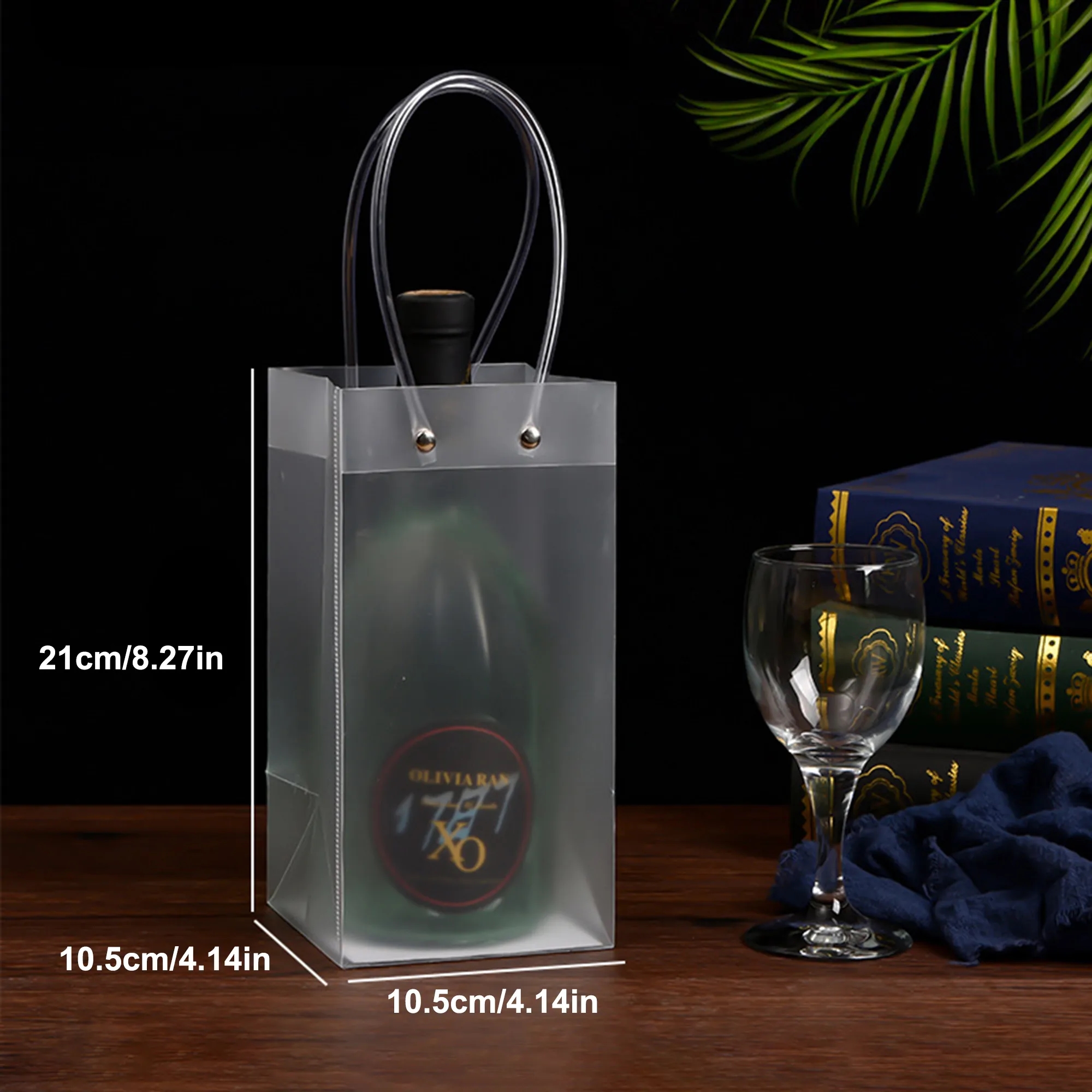 Clear PVC Wine Bottle Cooler Bag with Handles 9