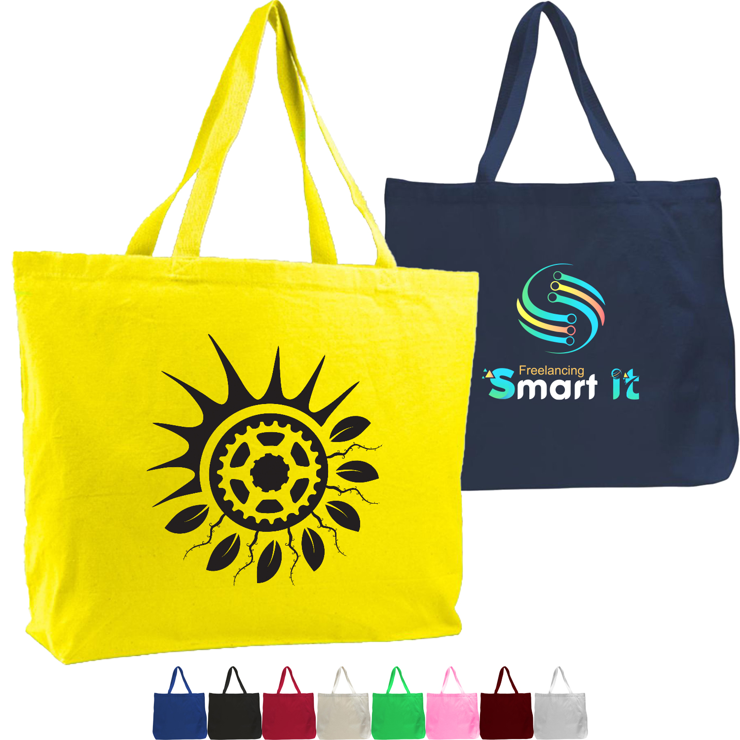 Cotton Canvas Jumbo Tote Bag with Long Handles USA Decorated (20" x 15"), custom tote bag with logo imprint 3