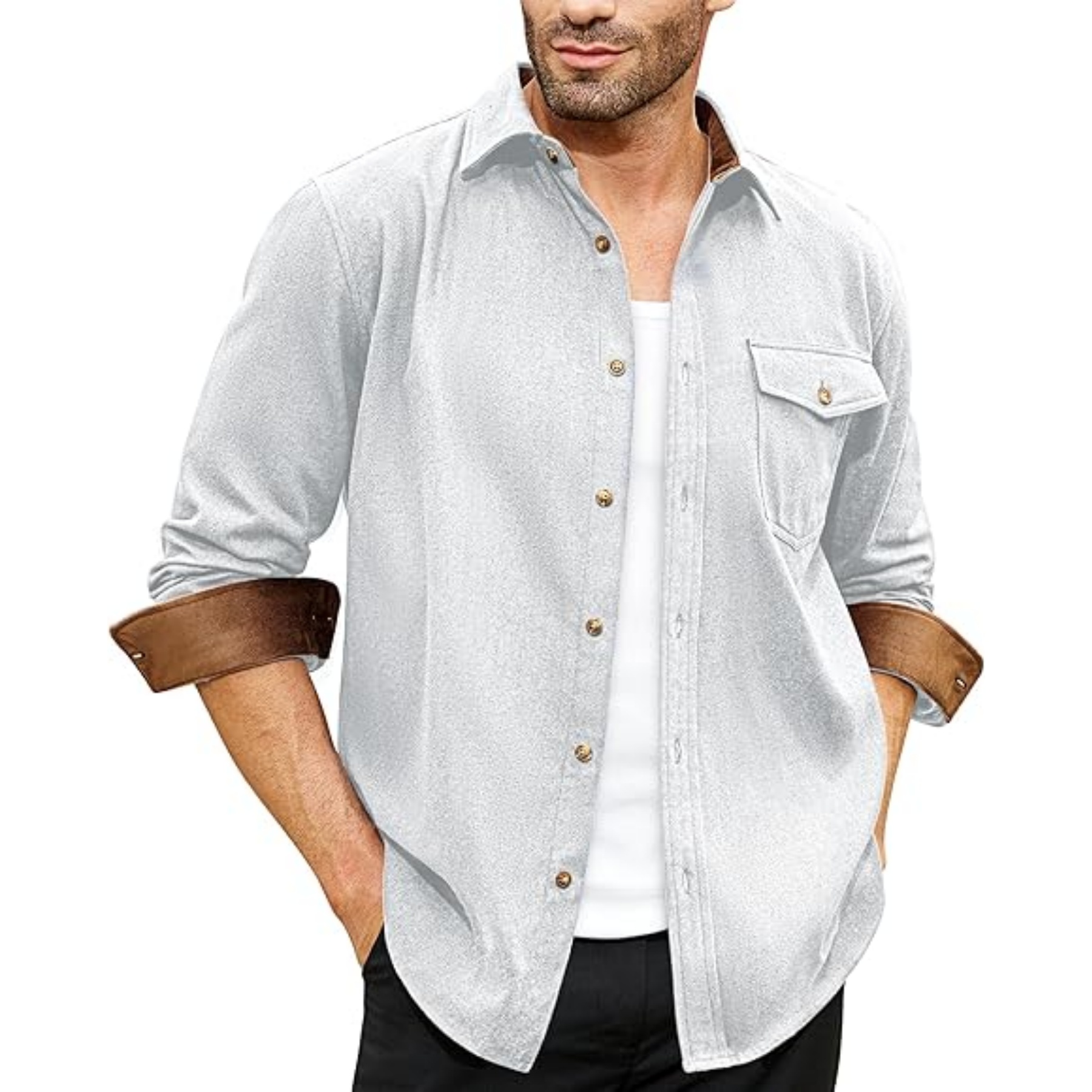 Man Long Sleeve Casual Jacket, custom dress shirt with logo imprint 9