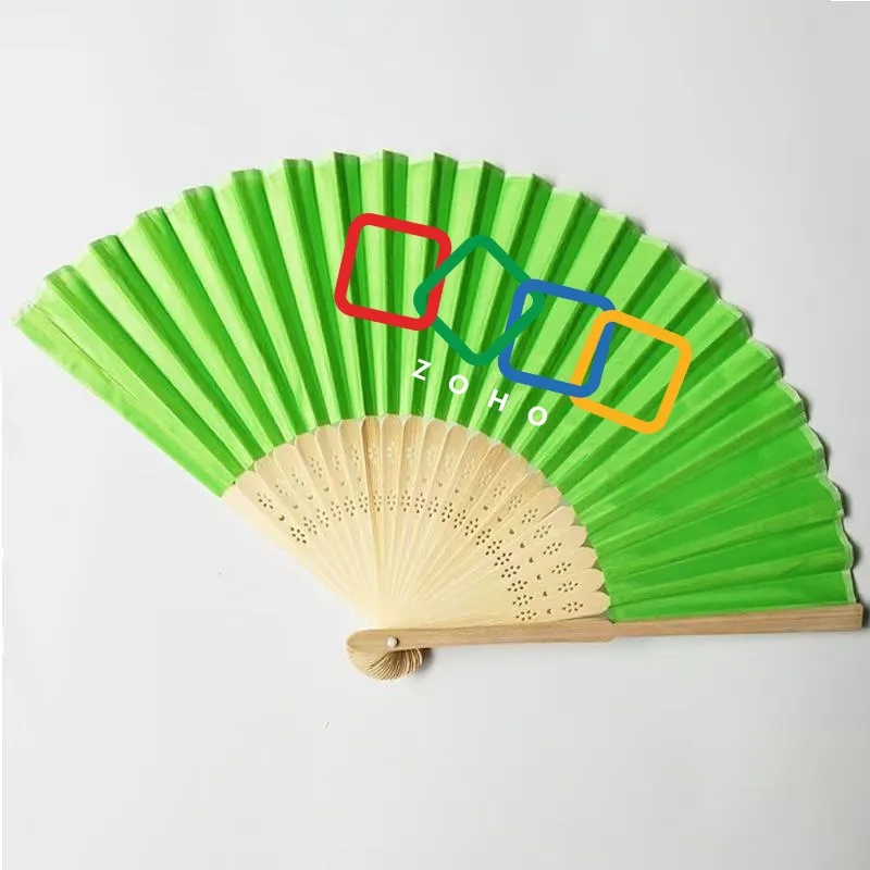 8" Bamboo Frame Crafted Folding Cloth Fan 3