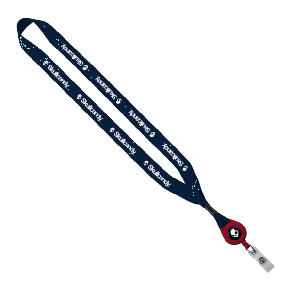 3/4" Polyester Lanyard with Metal Crimp & Retractable Badge Reel 16