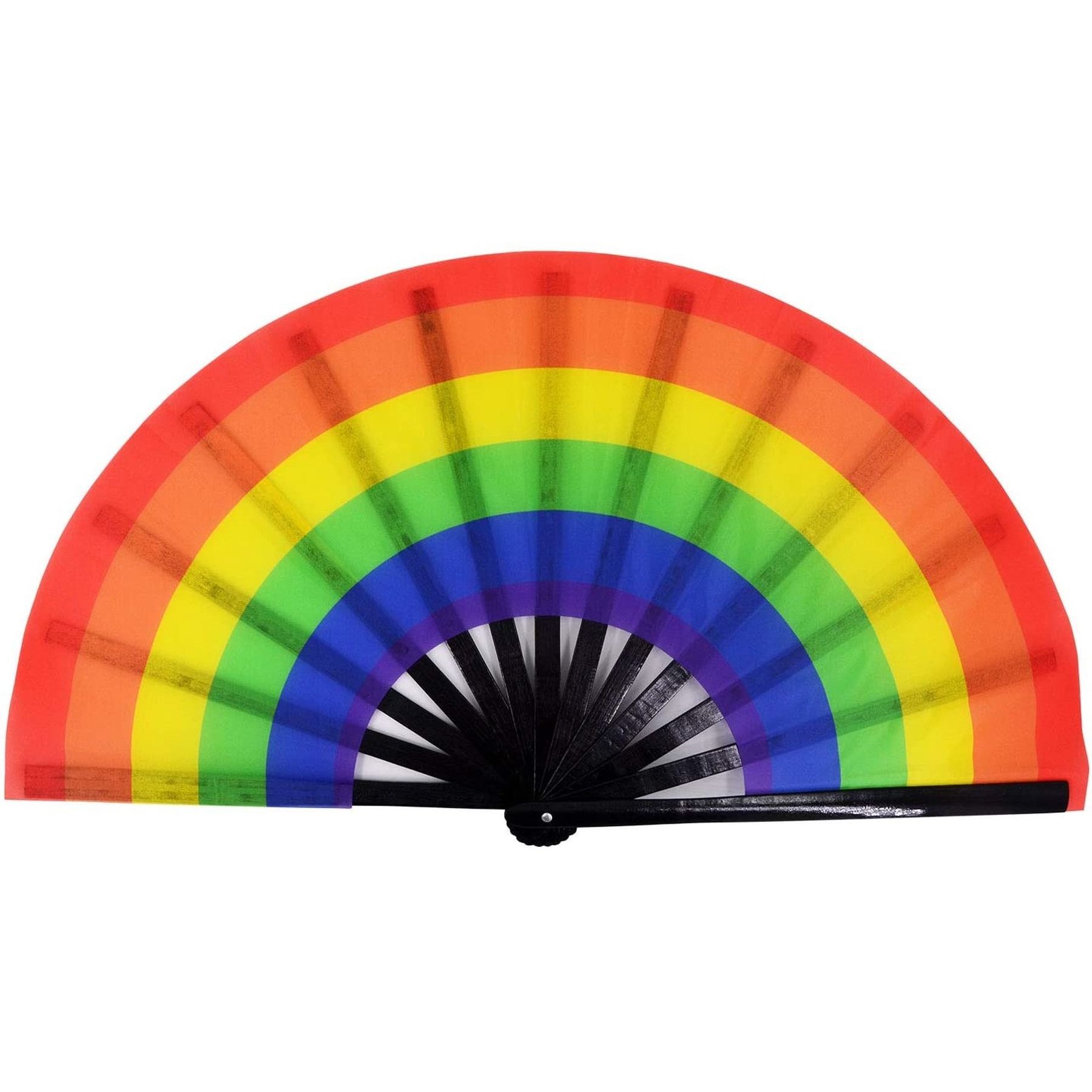 13 Inch Folding Hand Rave Bamboo Gay Pride Rainbow Fan 15
