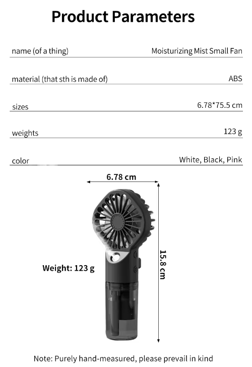 Small Personal USB Hand held Fan With Water Tank 2