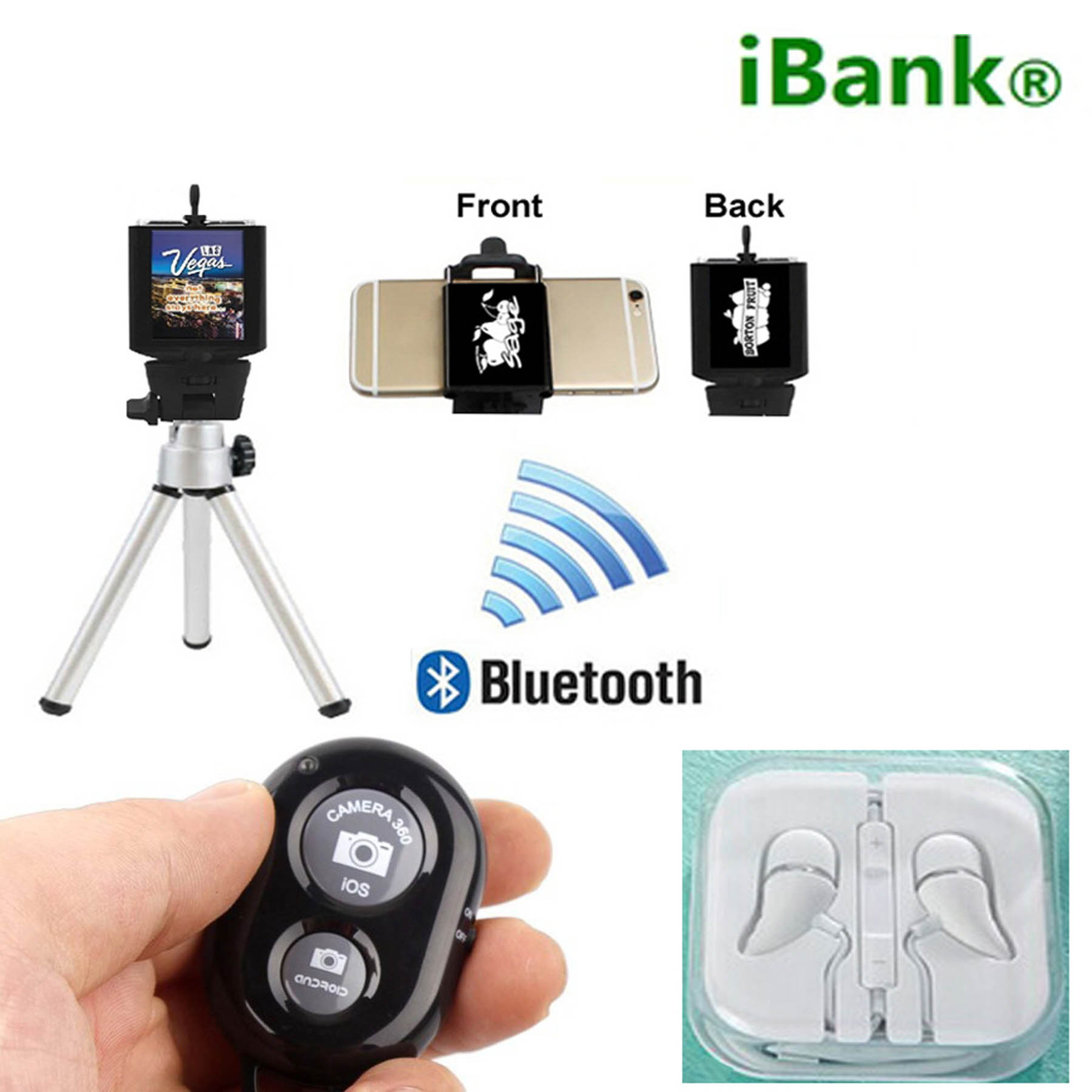 iBank ® Smartphone Tripod+Bluetooth Shutter+Headphones & Mic 2