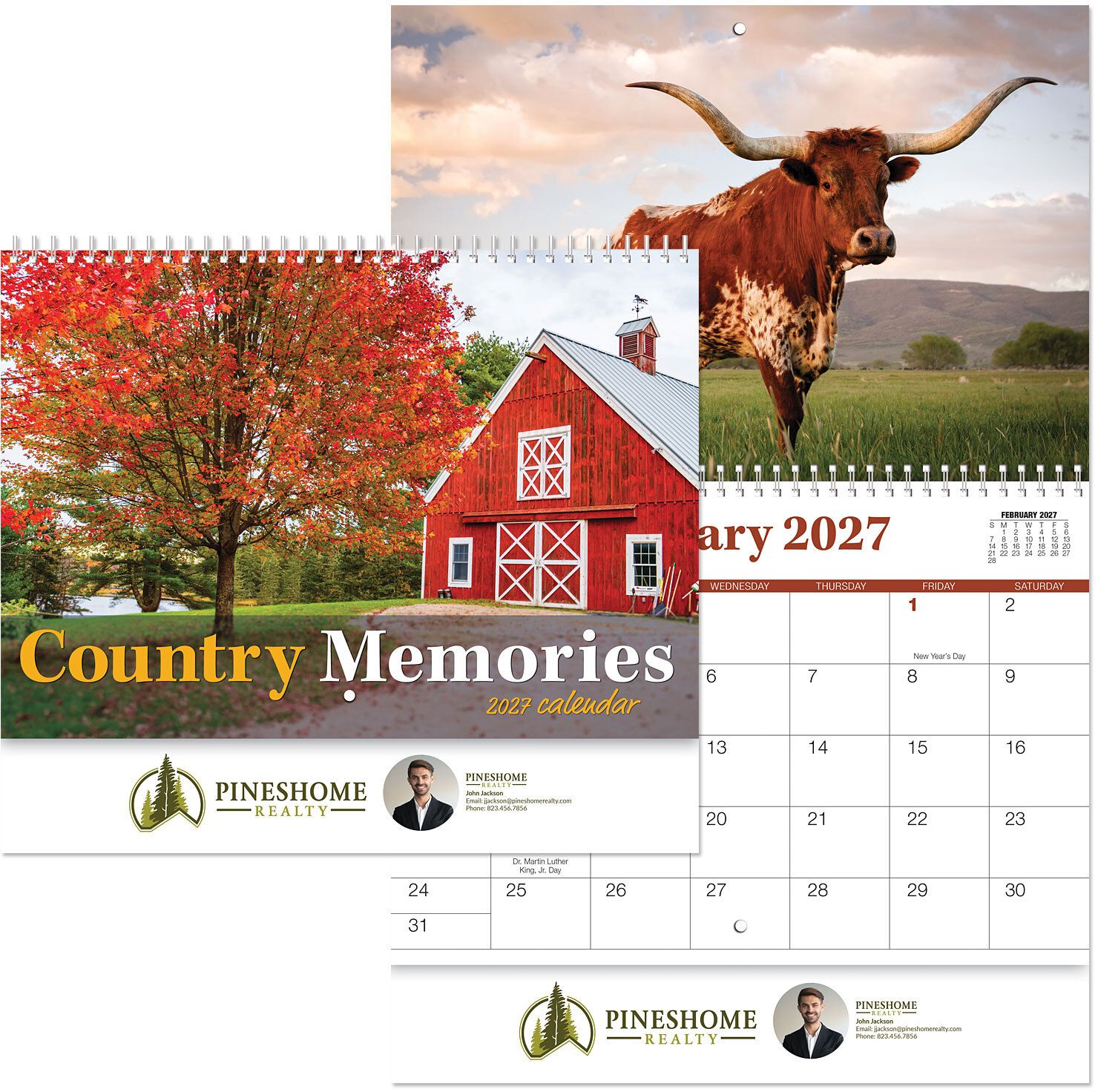 FULL COLOR COUNTRY MEMORIES SPIRAL WALL CALENDAR