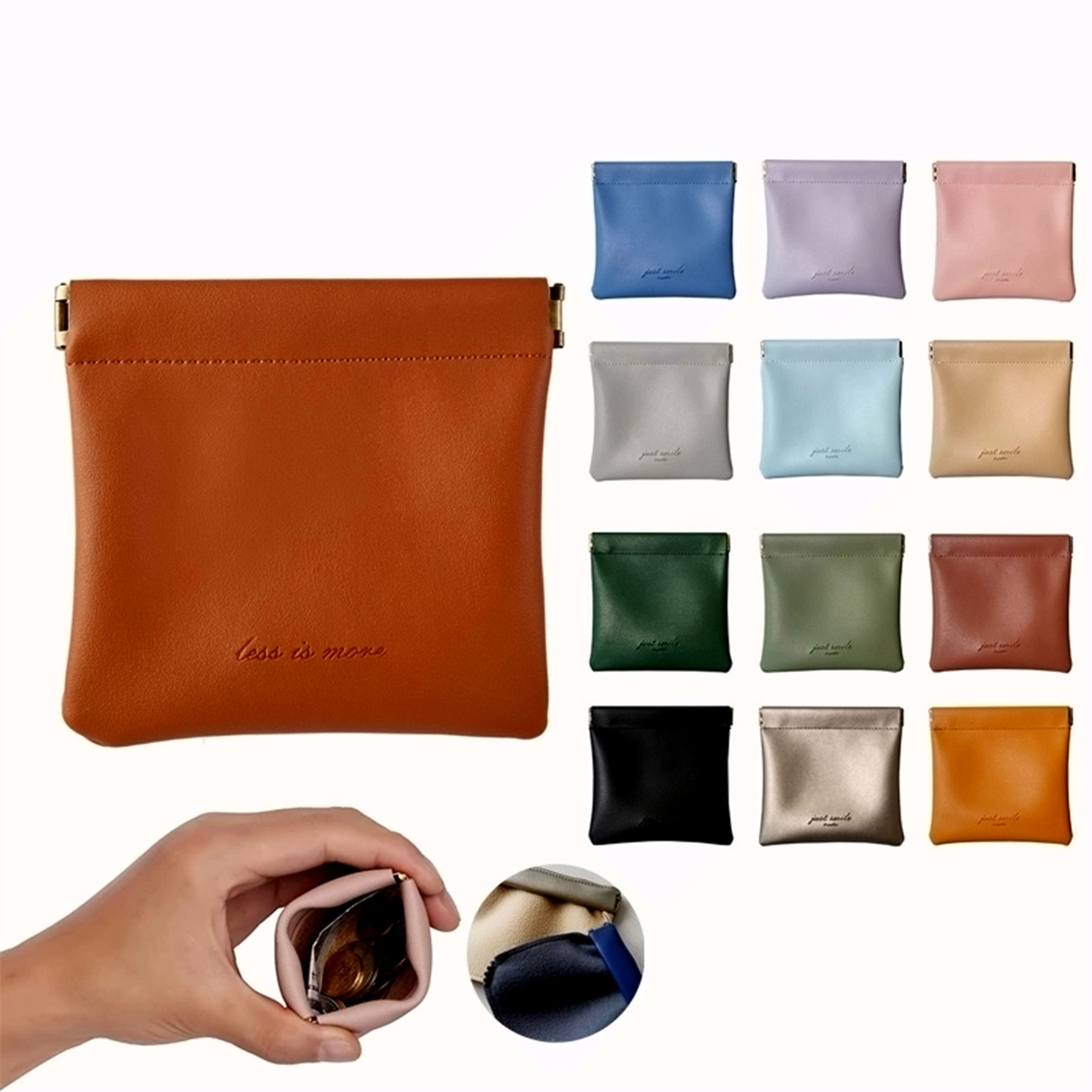 Leather Square Coin Purse Pouch 2