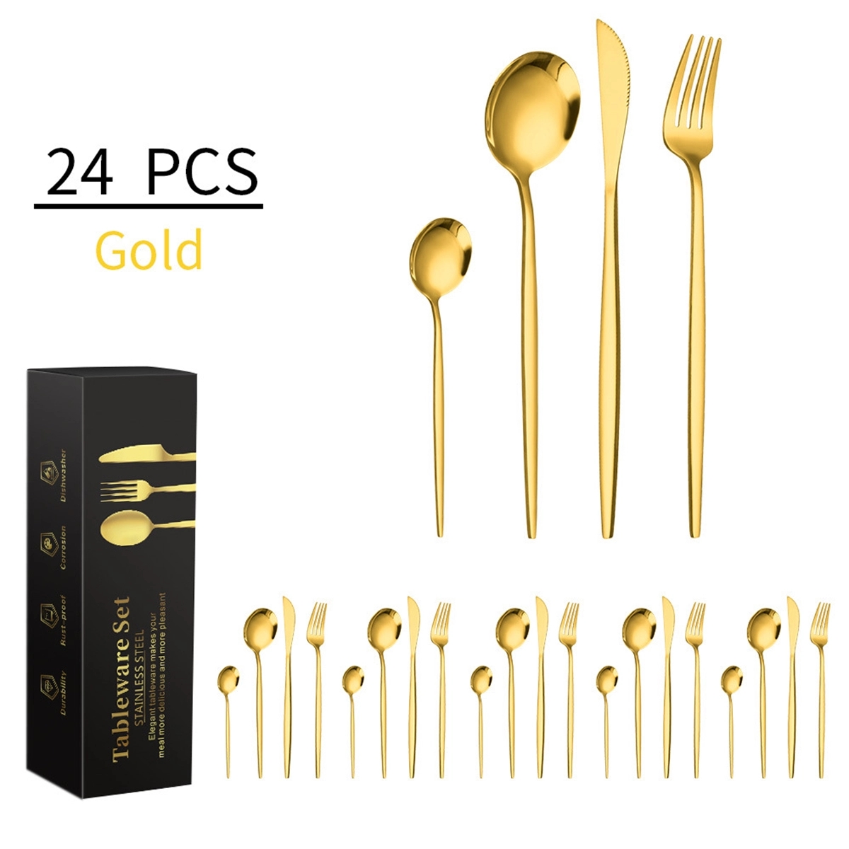 24pcs Stainless Steel Tableware Set 2