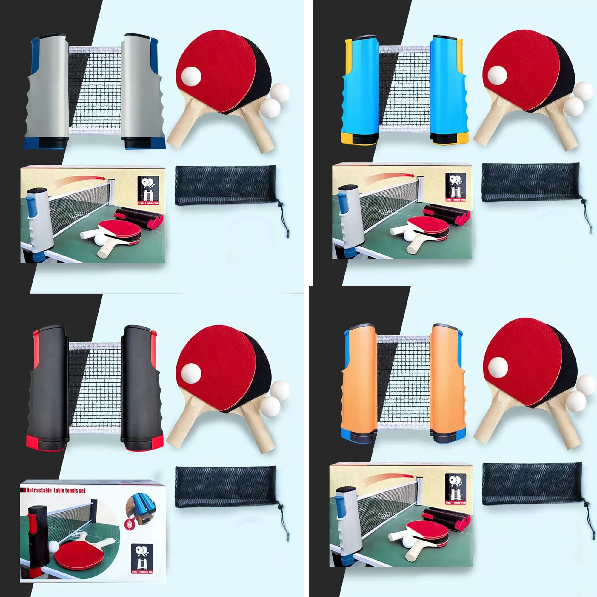 Portable Table Tennis Set With Retractable Net 2