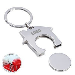 Alloy Shopping Trolley Locker Coin Keychain 11