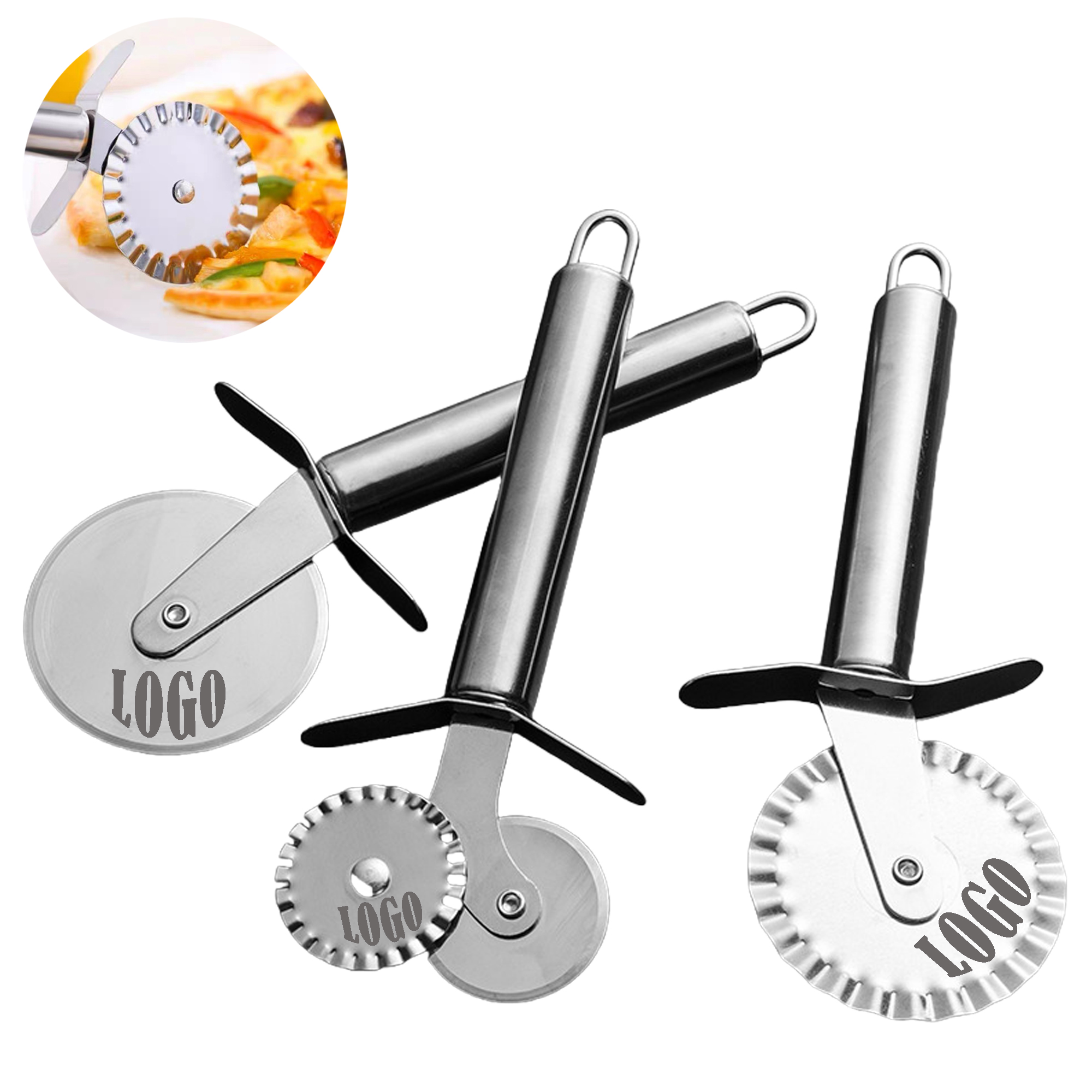 2-in-1 Stainless Steel Pizza Cutter MOQ20 2