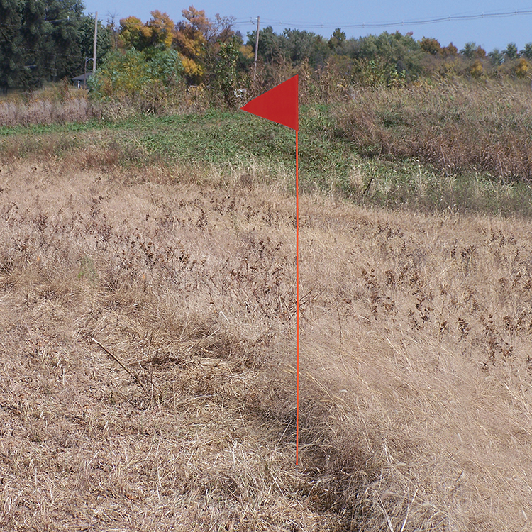 Solid Color Red Pennant Field Flag w/Orange Staff 4