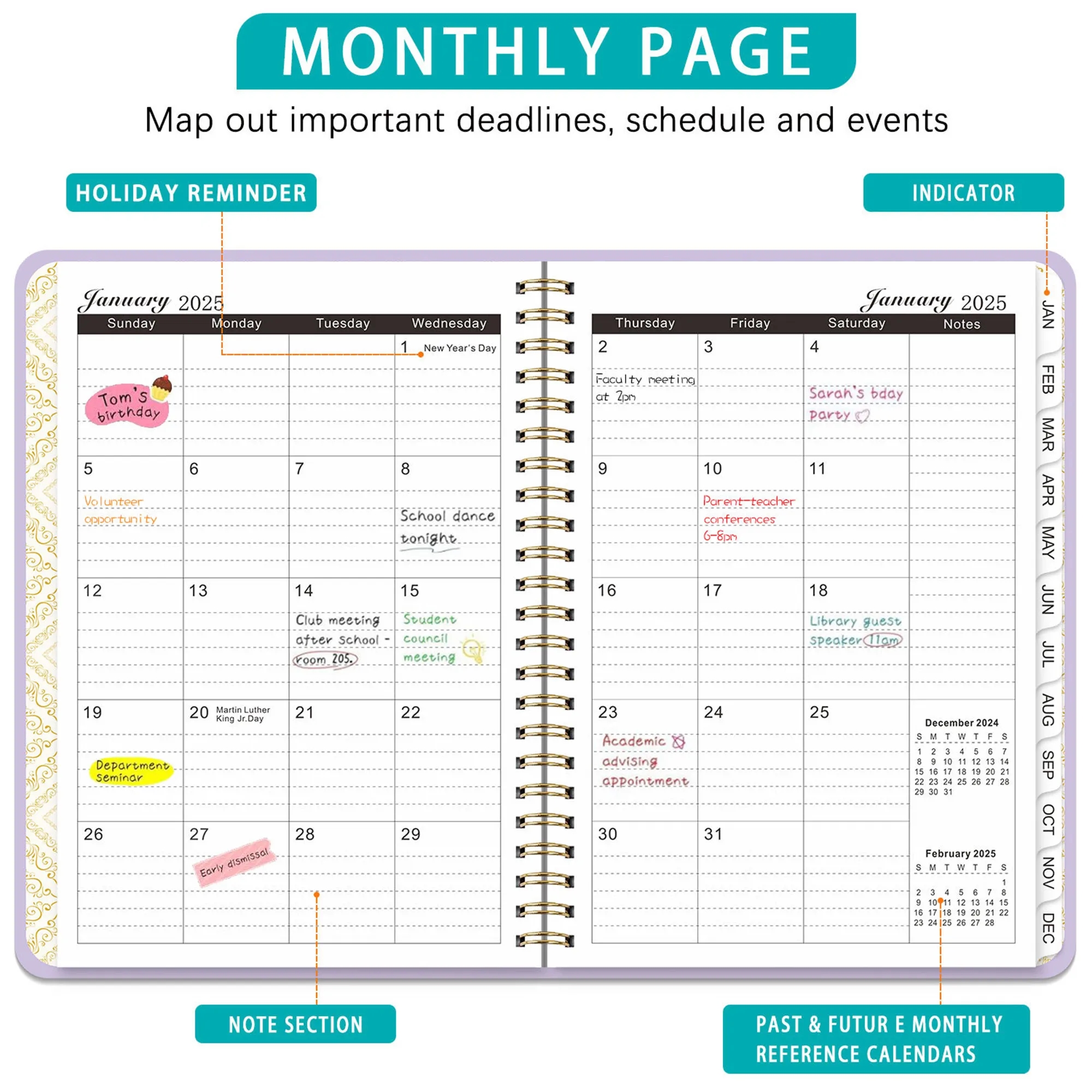 A5 2025 Weekly and Monthly Planner Calendar 9