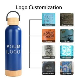 Vacuum Bottle with Bamboo Lid and Base 3