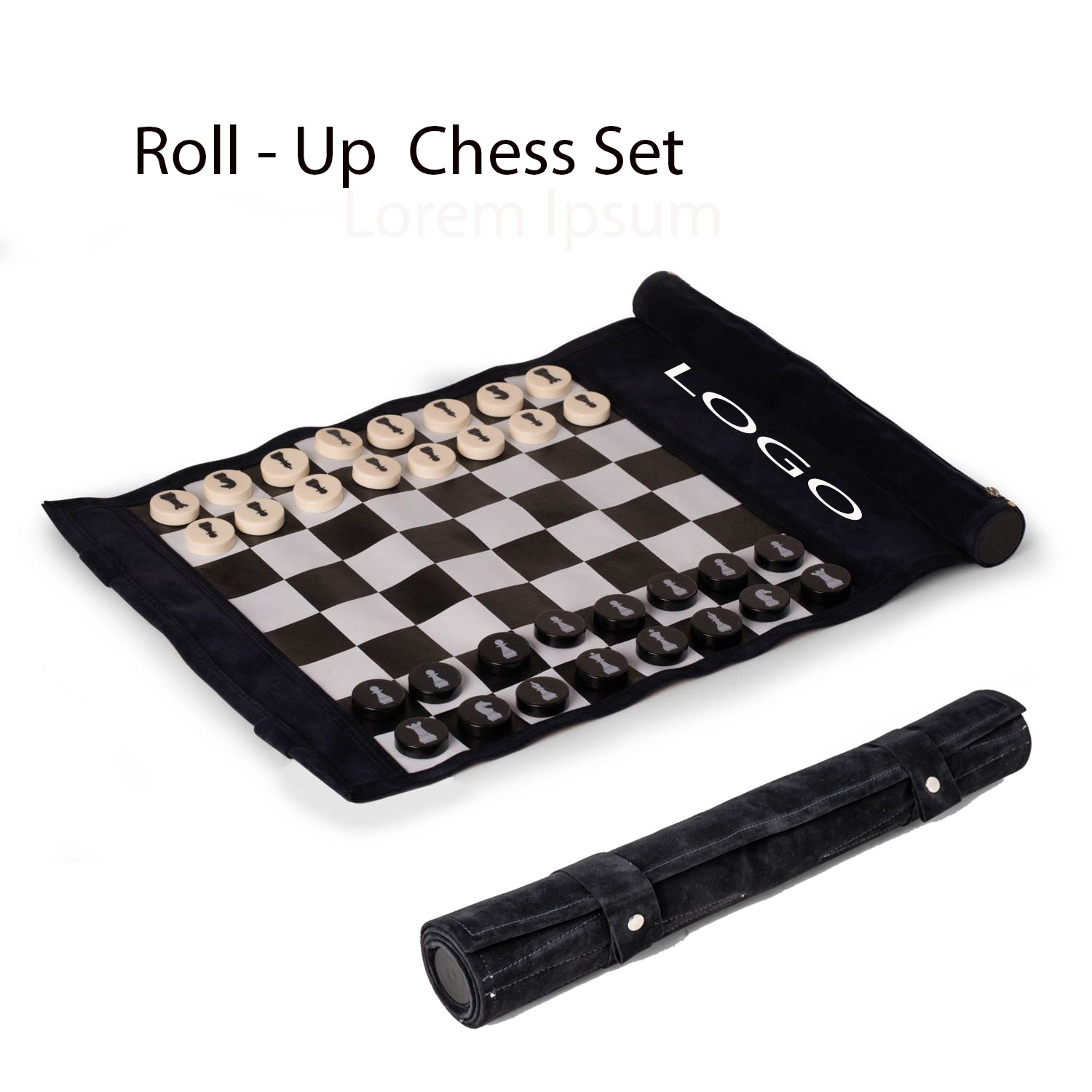 SUEDEROLL-UP CHESS TRAVEL SET 2