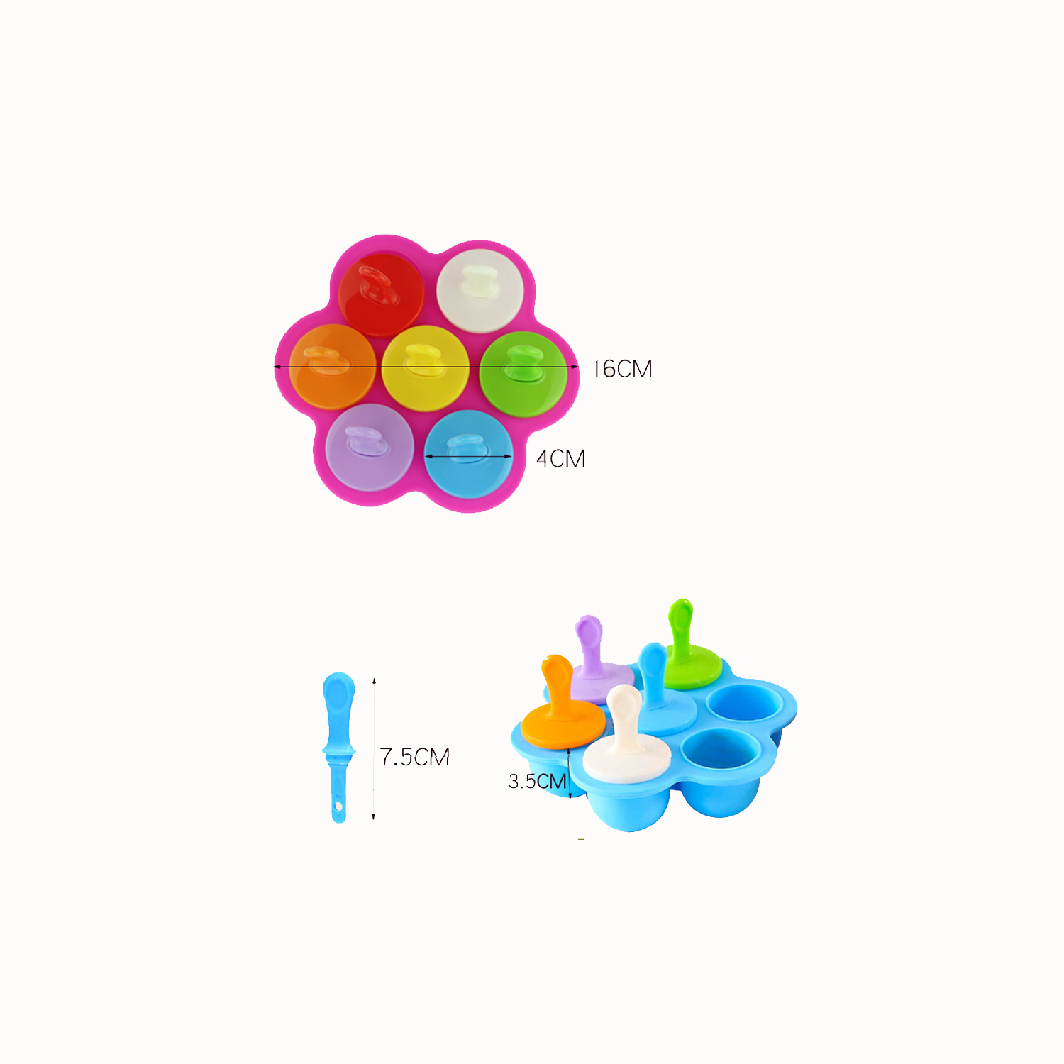 7 Holes Silicone Popsicle Molds 7