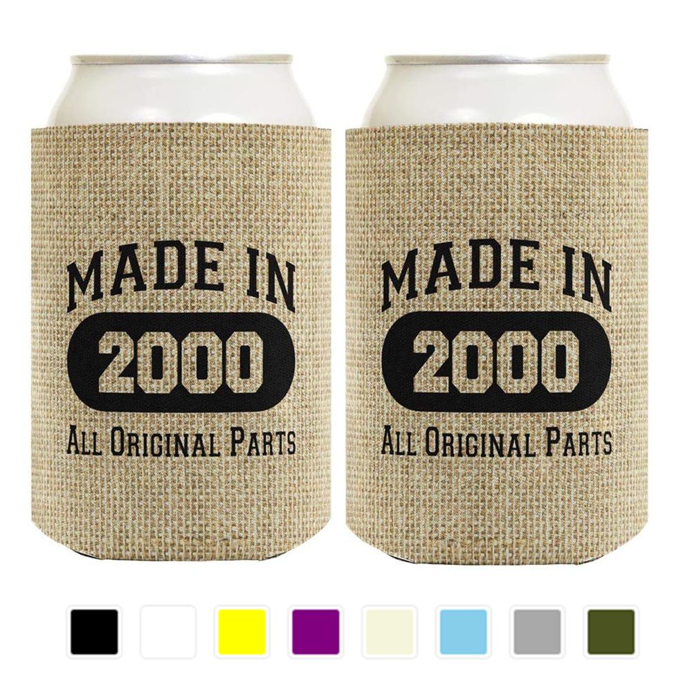 Burlap Neoprene Slim Can Coolie, custom koozie with logo imprint 2