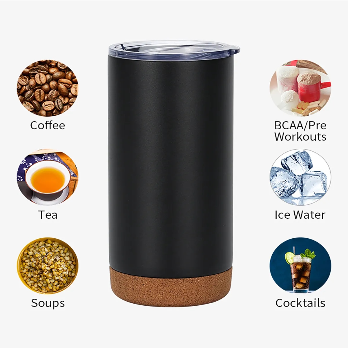 16 OZ. Travel Insulated Coffee Tumblers with Cork Bottom 5