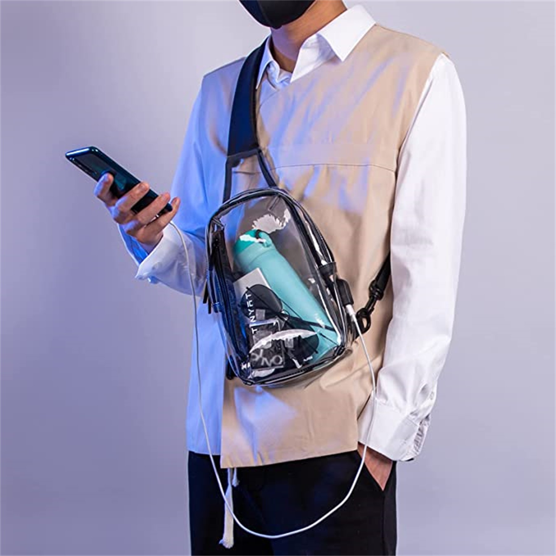 Clear Sling Bag With USB Charging Port 4