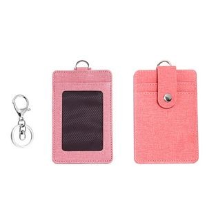 PU Leather 2 Pockets Card Holder Key Chain 2