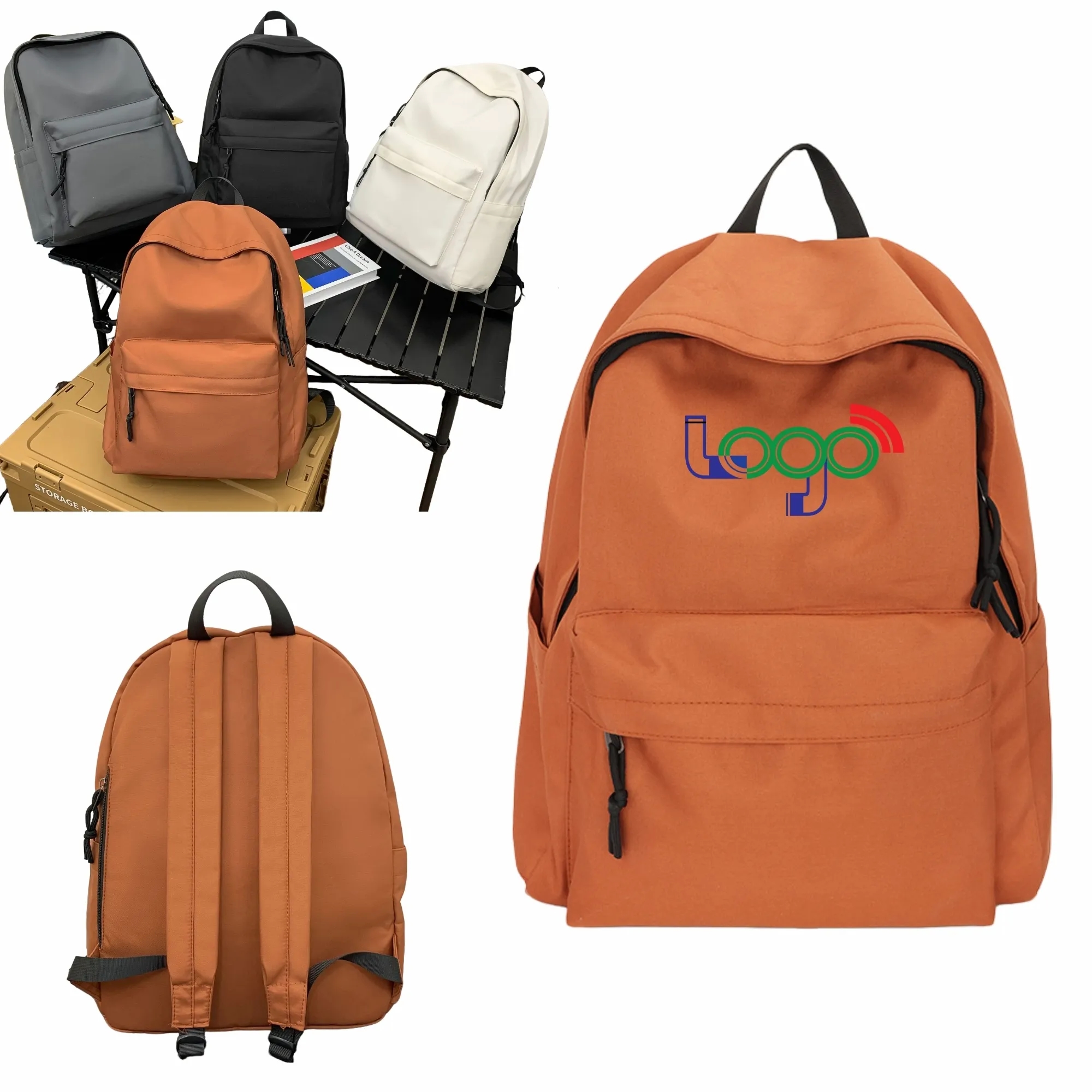 Large-Capacity Solid-Color School Backpack