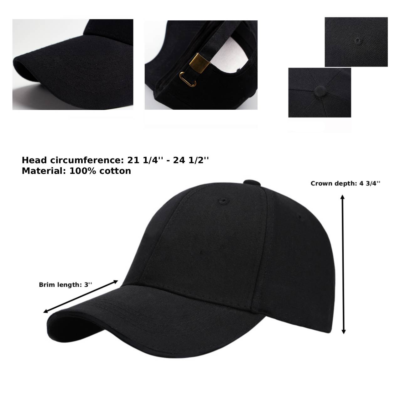 100% Cotton 6-Panel Structured Sandwich Cap W/ Metal Buckle 16